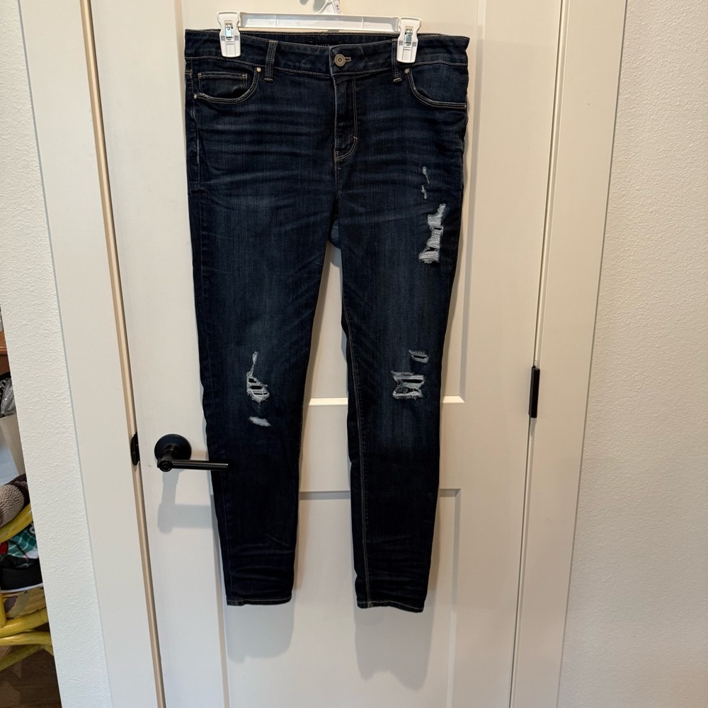 White House Black Market Skinny Denim Jeans.  Size 10R, Blue. Waist 17”
